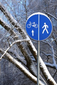 Winter road sign